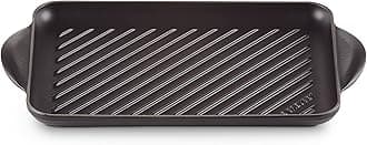 Le Creuset 20202320000460 Rectangular Enamelled Cast Iron Grill, 33 x 22 cm, Matt Black, 20202320000460