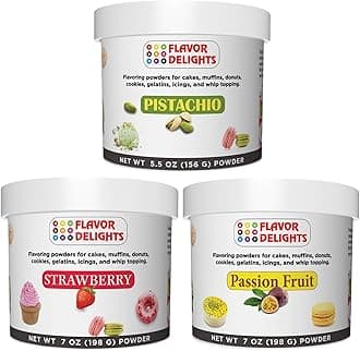 Flavor Delights by Angel Specialty Products: Flavored Powder Bakery Mix > Passion Fruit, Pistachio, Pumpkin Pie, Strawberry (Pistachio, Strawberry, Passion Fruit, 3-Pack Bundle)