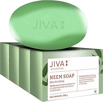 Jiva Ayurveda neem soap - 100gm (Pack of 4) Removes Excessive Oil & Helps with Acne
