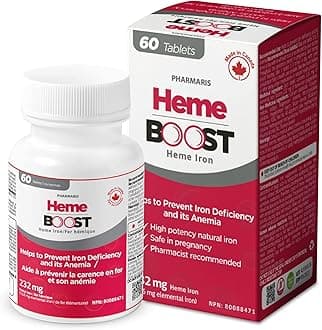 - Hemeboost 11.6mg (232mg Heme Iron Pills), High Potency Iron Supplement for Women & Men, High Absorption & Gentle on Stomach, Safe for Use in Pregnancy, 60 Tablets
