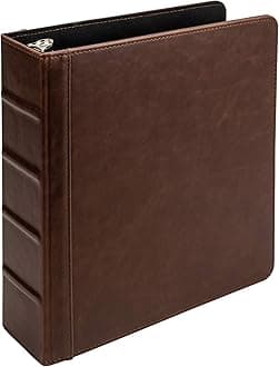 Samsill Vintage Hardback Mini 3 Ring Binder, Professional Binder Organizer, Planner, 2 Inch Capacity, Faux Leather, 5.5 x 8.5 Inch Documents, Non-Zip, Brown