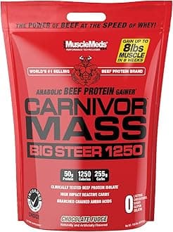 MuscleMeds Carnivor Mass Chocolate Big Steer 1250, 15 Lb (Packaging May Vary)