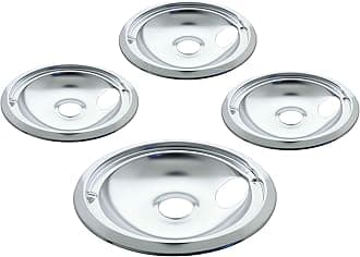 Kitchen Basics 101 Made in the USA 119204XZ Style B Chrome 4 Pack Drip Bowls 3 Small 6” and 1 Large 8” Replacement for GE WB31T10010 and WB31T10011