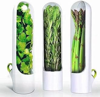 Herb Saver for Refrigerator, Herb Saver Pod, Vegetable Preservation Bottle, Fresh Herb Keeper for Cilantro, Mint, Parsley, Asparagus, Keeps Greens Fresh for 2-3 Weeks (3PCS)