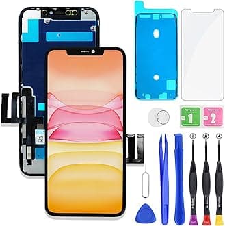 for iPhone 11 LCD Display FHD Screen Replacement 3D Touch Digitizer Frame Full Assembly with Repair Tools Kit for 6.1 inch A2111, A2223, A2221+Waterproof Adhesive+Screen Protector