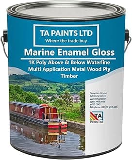 T A Paints Ltd Marine Boat & Barge Paint Multi Purpose Marine Gloss Paint Wood Metal Above Below Waterline Cruisers Canal Barge Narrow Boats (5 Litre, White)