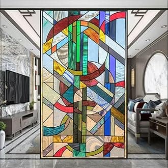 Stained Glass-Church Style Decorative Privacy Window Film Glue Free Static Cling Decals Heat Control Glass Sticker for Home Office W23.6 x H39.3(60x100cm)