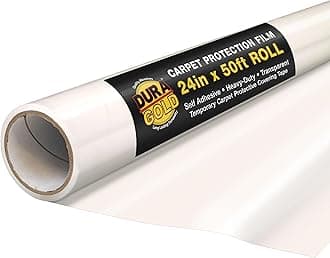 Dura-Gold Carpet Protection Film, 24-inch x 50' Roll - Clear Self Adhesive Temporary Carpet Protective Covering Tape - Protect Against Foot Traffic, Paint Spills, Dust, Construction Debris, Moving