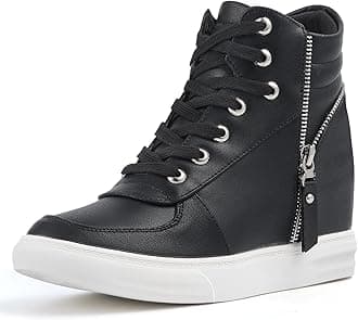 Womens Fashion Platform Shoes Hidden Wedge Heel High Top Sneakers for Women Platform Boots Working Shoes Women