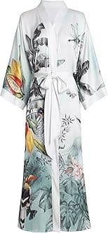 Long Soft Lightweight Silky Kimonos Robes for Women, Luxury Japanese Floral Womens Kimono Robe