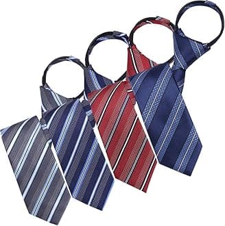 AUSKY Pre-tied Adjustable Zipper Skinny necktie,2.35inch Clip on Slim Ties for men or boys (1 Pack & 4 Packs for option)