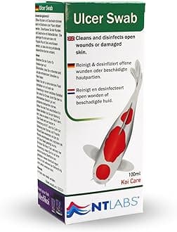 Koi Care Ulcer Swab, Cleans and Disinfects Open Wounds or Damaged Skin on Koi, Antiseptic Solution for Koi, Koi Treatment, Topical Fish Treatment, 100ml.