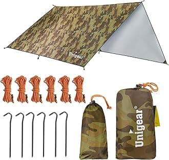 Hammock Rain Fly, 16.5/14.4/13.1/9.8ft Camping Tarp, UV Protection & Waterproof & Lightweight for Camping, Backpacking and Outdoor Adventure (Camo Yellow, 9.8 * 9.8ft)