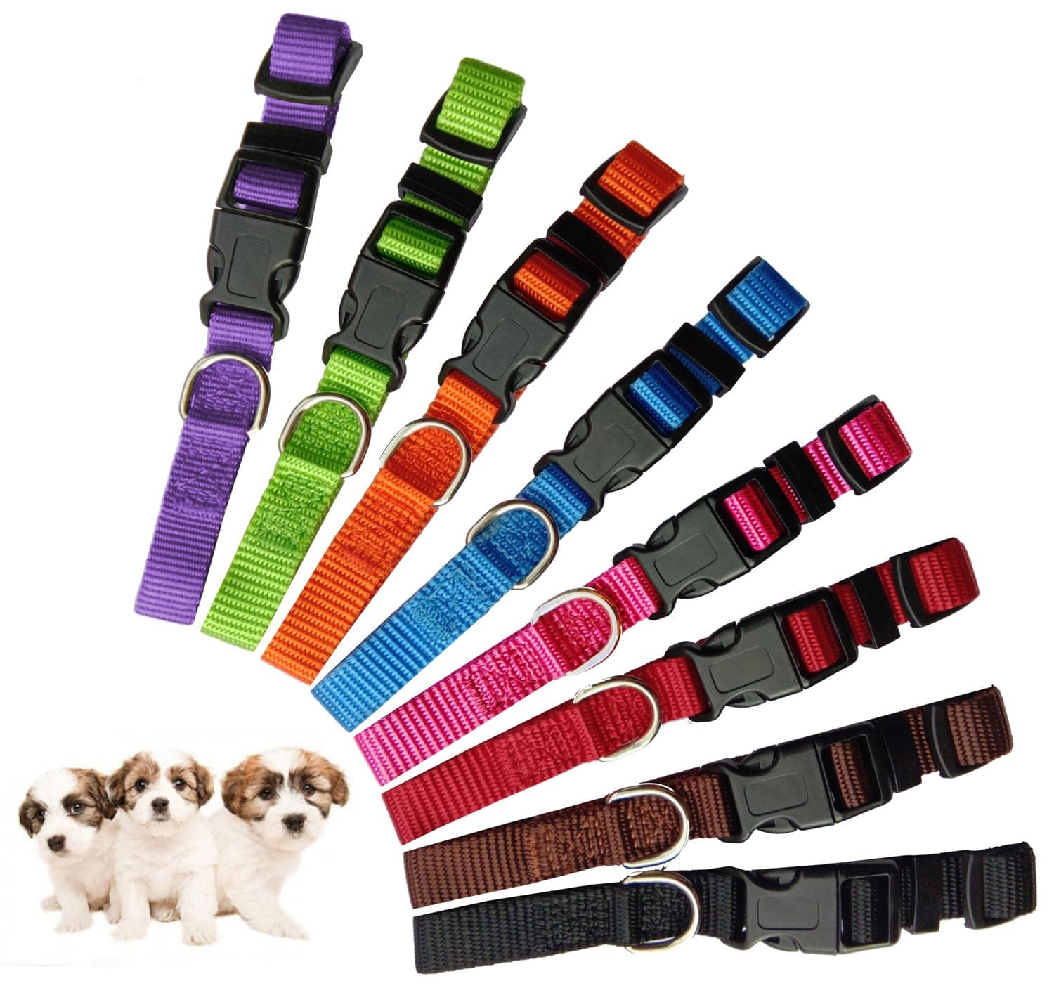 PARTNER Puppy ID Collars Identification Whelping Super Soft Nylon Adjustable Breakaway New Born Pets with Record Keeping Charts 8pcs