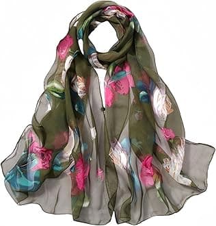 MINIDORA Lightweight Scarves for Women Elegant Floral Pattern Scarf Shawls Sunscreen Head Shawls