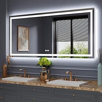 - Amorho LED Bathroom Mirror, 68" X38" with Front and Backlight, Stepless Dimmable Wall Mirrors with Anti-Fog, Shatter-Proof, Memory, 3 Colors, Double LED Vanity Mirror