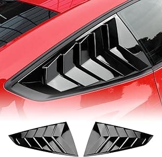 for 2024 2025 Mustang Rear Side Window Louvers Air Vent Scoop Louvers Window Scoop Louvers Covers ABS Sun Rain Shade Vent Sport Style Cool Exterior Decoration ABS (Black)