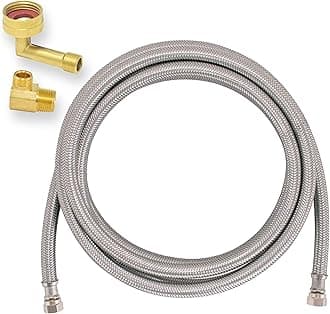 Eastman41037 Stainless Steel Dishwasher Connector 3/8" Comp, 4 Ft Length, Silver