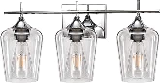 Vanity Lights Fixtures, 3 Light Bathroom Light, Chrome Wall Light with Clear Glass Shade, Modern Bathroom Wall Sconce Lighting for Bath, Living Room, Bedroom, Stairs, Gallery, Restaurant
