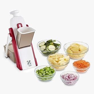 DASH Zakarian Safe Slice Mandoline for Vegetables, Meal Prep & More with 30+ Presets & Thickness Adjuster - Cranberry