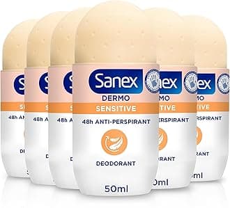 Sanex Dermo Sensitive Roll-On Antiperspirant 6x50ml - antiperspirant deodorant - 48-hour sweat & odour protection - gentle on sensitive skin - restores skin’s natural pH - dermatologically tested