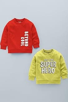 NammaBaby Boys Loopknit Cotton Round Neck T-Shirt Chest Printed Full Sleeves Sweatshirt for Light Winters Pack of 2