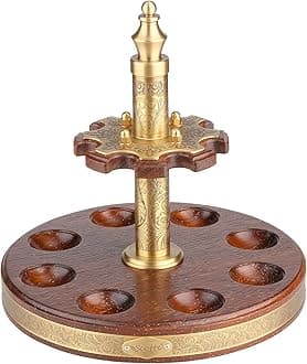 Tobacco Pipe Stand Wooden 360 Degree Rotatable Tobacco Pipe Display Rack for 8 Smoking Pipes with Carved Pattern Decoration Tobacco Pipe Accessories