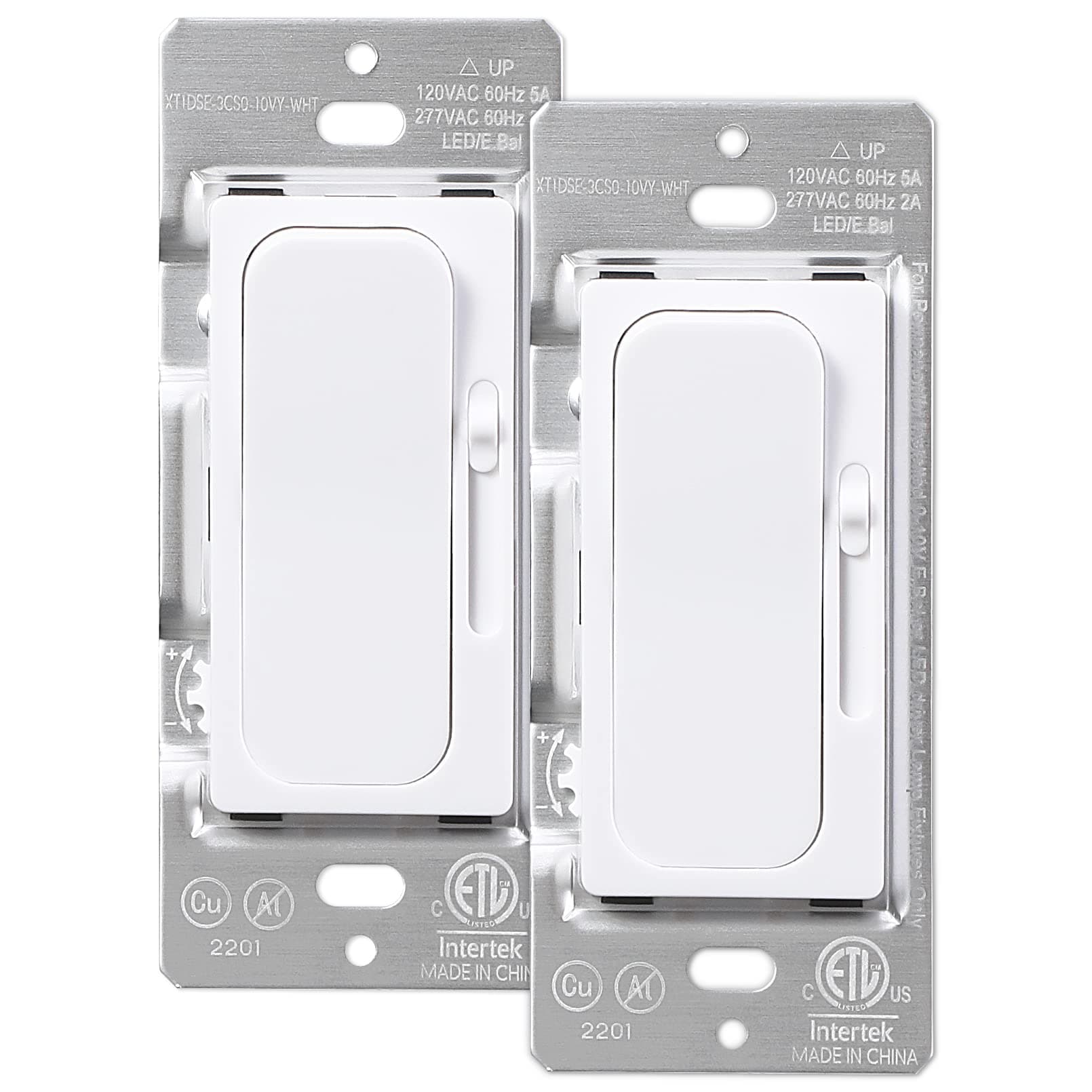 TORCHSTAR 0-10V LED Dimmer Switch, Single-Pole or 3-Way Light Switch, 120-277V for Dimmable LED Panel Light Linear Light, ETL Listed, Pack of 2