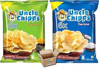 Uncle Chips Pack Of 12 Potato Chips Snack Crisps | Spicy Retreat 6x50g + Plain Salted 6x50g (12x50g) Grocery King