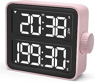 VEWINGL Dual Kitchen Timer Digital – 2-Channel Cooking Timer with Large Screen, Magnetic Back, Loud Alarm, Modern Pink Design for Various Timing Needs