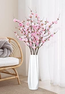 Waipfaru4 Pcs Faux Cherry Blossom Decor, 36'' Long Stem Artificial Flowers for Tall Vase, Cherry Blossom Tree Branches for Floral Arrangements Wedding Spring Decorations (Pink)