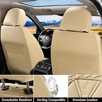 FLORICH Seat Covers for Cars, Waterproof Seat Covers, Leather Car Seat Covers 2 Pack, Universal Seat Cushion Protector for Most Cars Trucks SUV-Beige