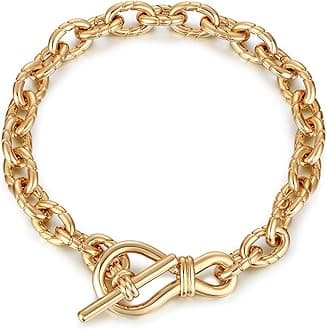 FRUMOS Dainty Layering Bracelets for Women 18 k Gold Plated Fashion Adjustable Chunky Cuban Paperclip Link Chain Bracelets Jewelry for Women Girls Gift