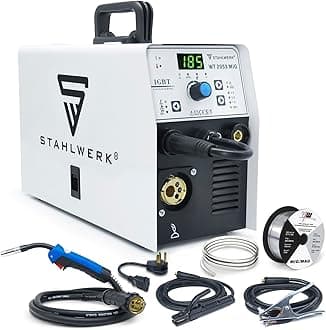 S STAHLWERK 185A Mig Welder 3 in 1 Flux MIG/Solid Wire/Lift TIG/Stick Welder 110V/220V Dual Voltage Gas/Gasless Welding Machine, White