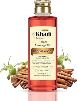 Khadi Omorose Sandalwood Massage Oil With Almond, Jojoba, Wheatgerm Olive, Sesame, Vitamin E Oil, 210 Ml