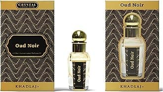 Khadlaj Perfume Oil 15ml - Premium Non-Alcoholic Long-Lasting Fragrance for Women & Men - Unisex Arabian Oud Attar Sweet Floral Musky Woody Notes - 8 Luxurious Variants 1x6 Pc (Oud Noir (15ML))