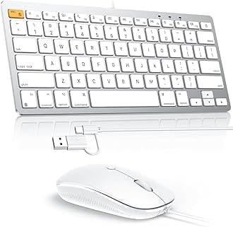 Wired Keyboard and Mouse Compatible with Mac, Keyboard with Dual Interface (Type-C and USB A), Mouse with USB A Interface for MacBook Pro/Air, iMac, Mac mini/Pro, White