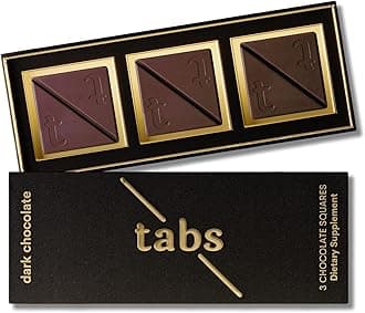Tabs Dark Chocolate Squares (1 Box) - 60% Cocoa with Epimedium and Maca Root - Vegetarian and Gluten-Free