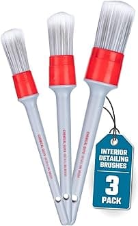 Chemical Guys All in the Details Interior Detailing Brush Set - 3-Piece Soft & Durable Car Detailing Brushes for Vents, Consoles, Buttons, Trim & Hard-to-Reach Areas in Cars, Trucks, SUVs & RVs