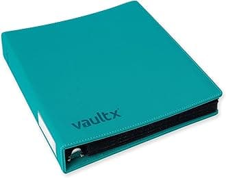 Vault X Trading Card 3 Ring Binder, fits 9 Pocket Pages, 540 cards, Exo-Tec Material, Easy Open, D-Ring Clip Folder for Collectible Card Games, Sports, TCG (Teal, Slim)