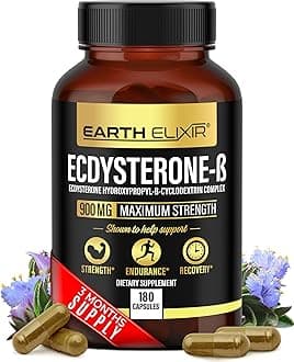 - Earth Elixir Ecdysterone Supplements 900mg (180Capsules) – Made in USA - Muscle Building Supplements for Men w/ 95% Beta Ecdysterone w/Hydroxypropyl-β-Cyclodextrin for Enhanced Bioavailability