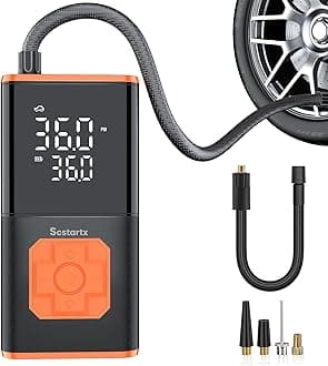 Car Tire Inflator Portable Air Compressor, 150 PSI Cordless Mini Bike Tire Pump Rechargeable 12 Volt, Electric Air Pump for Auto, Motorcycle, Bicycle, Balls with Digital Pressure Gauge and LED Light