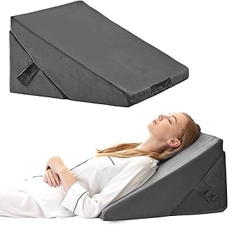 Bedluxe Wedge Pillow for Sleeping, Adjustable 9&12 Inch Foldable Bed Wedge Pillow Set, Orthopedic Memory Foam Triangle Pillow Wedge, 7-in-1 Elevated Pillows for Leg and Back Support, Grey