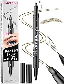 - iMethod Curved Eyebrow Pen - Eyebrow Pencil, Brow Pencil 2-in-1 Dual-Ended Microblading Eyebrow Pen with Micro-Fork-Tip and Precise Brush-Tip Create Natural Hair-Like Brows, Last All-Day, Light Brown