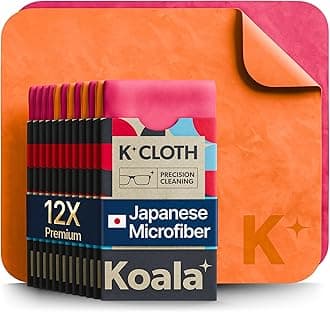 Koala Lens Cleaning Cloth | Japanese Microfiber | Glasses Cleaning Cloths | Eyeglass Lens Cleaner | Cloth Cleaners for Camera Glass Lenses and Screen Cleaning | Pink & Orange (Pack of 12)