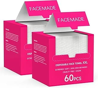 FACEMADE 120 Count XXL Disposable Face Towels 12" × 12", 100% USDA Biobased Face Towelettes Disposable, Clean Facial Towels for Makeup and Clean Skin, Super Soft and Thick Dry Wipes Club