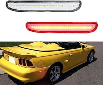 For 1994 1995 1996 1997 1998 Ford Mustang Rear Bumper Side Marker lights Clear lens Red Led Lamp