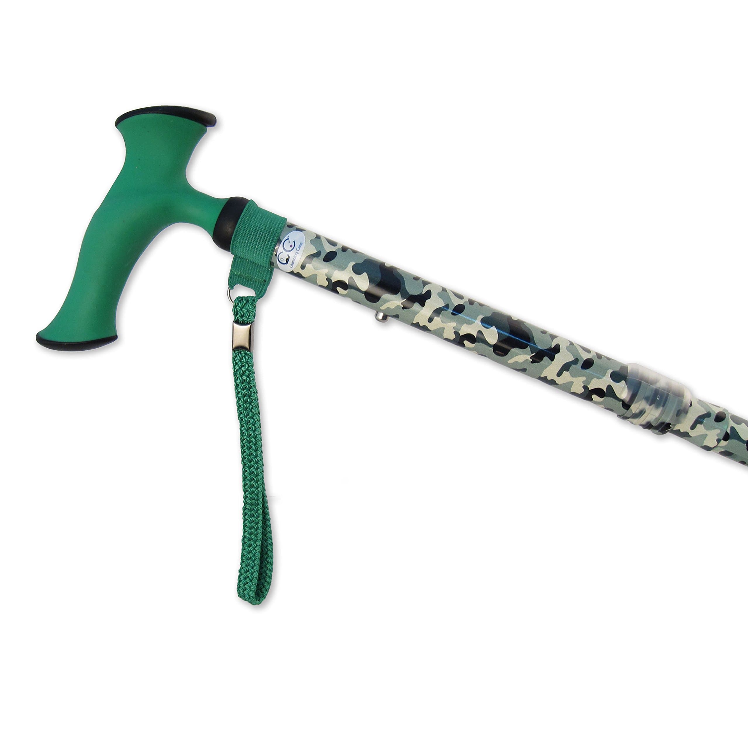 Adjustable Folding Walking Cane with Comfortable Grip, Wrist Strap, and Carrying Case – Travel Friendly! (Camo Army Print)