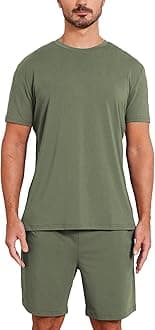 netdraw Men's Ultra Soft Bamboo Viscose Pajama Sets Lightweight Comfy Lounge Sleep Short Sleeve Pjs Sleepwear