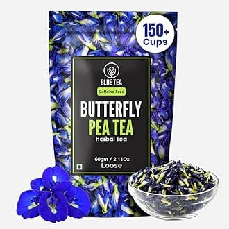 BLUE TEA Pure Chamomile Flower Tea, 30 Pyramid Tea Bags, Premium Tin Box, Herbal Tea for Better Sleep and Calming Down, Plastic Free, Non-GMO, Gluten Free